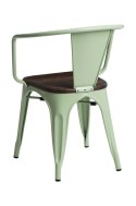 D2.DESIGN Krzesło Paris Arms Wood metalowe zielone, drewno sosnowe szczotkowane kolor orzech D2.DESIGN Krzesło Paris Arms Wood metalowe zielone, drewno sosnowe szczotkowane kolor orzech