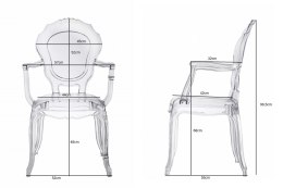 KRZESŁO TRANSPARENTNE Queen Arm Intesi TWORZYWO połysk Z PODŁOKIETNIKAMI DO DOMU I DO LOKALU