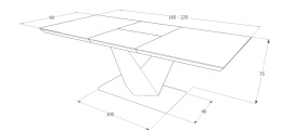 SIGNAL STÓŁ ALARAS PROSTOKĄTNY BLAT MDF BIAŁY LAKIER / PODSTAWA MDF DĄB SONOMA + STAL SZCZOTKOWANA160(220)X90