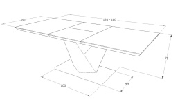 SIGNAL STÓŁ ALARAS II CZARNY EFEKT KAMIENIA / BIAŁY LAKIER 120(180)X80