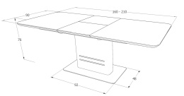 SIGNAL STÓŁ CARTIER CERAMIC BIAŁY EFEKT MARMURU MDF CERAMIKA / MDF STAL SZCZOTKOWANA BIAŁY LAKIER 160(210)x90