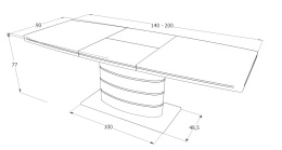 SIGNAL STÓŁ FANO PROSTOKĄTNY ROZKŁADANY BIAŁY LAKIER 140(200)X90 BLAT MDF PODSTAWA MDF + STAL SZCZOTKOWANA