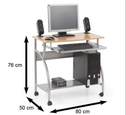Halmar biurko komputerowe B6 MDF laminowany olcha, stal malowana proszkowo szary 80x50 na kółkach wysuwana półka na klawiaturę