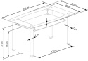 STÓŁ SZKLANY PROSTOKĄTNY 150x90 Z PÓŁKĄ POD BLATEM CRISTAL BEZBARWNY - MLECZNY Halmar NOGI STAL NIERDZEWNA
