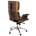 D2.DESIGN Fotel biurowy VIP czarna skóra,orzechowy fornir, chrom D2.DESIGN Fotel biurowy VIP czarna skóra,orzechowy fornir, chrom
