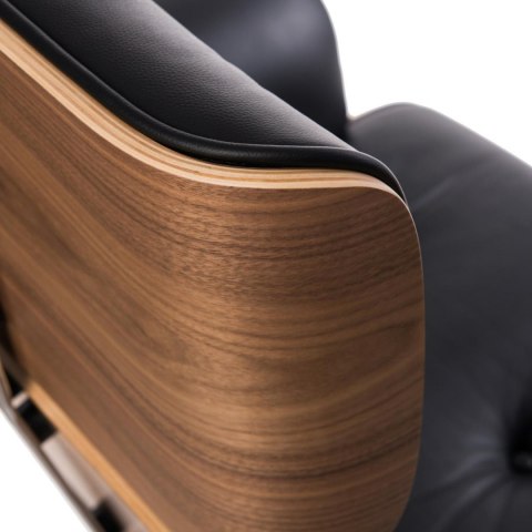 D2.DESIGN Fotel biurowy VIP czarna skóra,orzechowy fornir, chrom D2.DESIGN Fotel biurowy VIP czarna skóra,orzechowy fornir, chrom