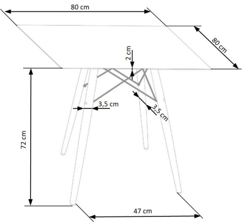 Halmar stół PROMETHEUS KWADRAT 80x80 biały MDF lakierowany nogi drewno lite bukowe + stal malowana Halmar stół PROMETHEUS KWADRAT 80x80 biały MDF lakierowany nogi drewno lite bukowe + stal malowana