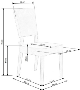 Halmar SORBUS krzesło, tapicerka - popielaty, nogi - dąb miodowy