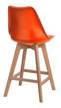 Intesi Hoker Krzesło barowe Stołek barowy Norden wood low PP pomarańczowy siedzisko tworzywo poduszka ekoskóra drewno kolor buk