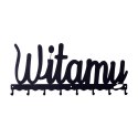 Intesi Wieszak ścienny Witamy czarny mat stal malowana proszkowo do holu przedpokoju recepcji Intesi Wieszak ścienny Witamy czarny mat stal malowana proszkowo do holu przedpokoju recepcji