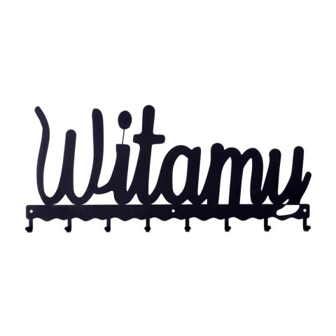 Intesi Wieszak ścienny Witamy czarny mat stal malowana proszkowo do holu przedpokoju recepcji Intesi Wieszak ścienny Witamy czarny mat stal malowana proszkowo do holu przedpokoju recepcji