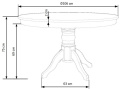 STÓŁ OKRĄGŁY FI 106 GLOSTER biały BLAT MDF lakierowany NOGI LITE DREWNO KAUCZUKOWE Halmar