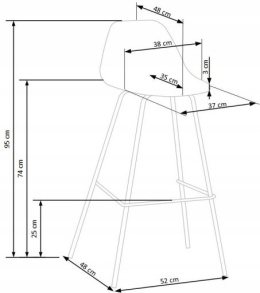 Halmar H91 hoker transparentny / biały, nogi - buk