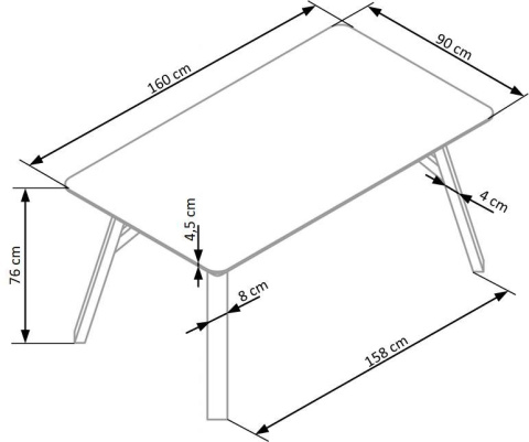 Halmar HALIFAX stół prostokątny 160x90 jasny beton MDF laminowany nogi stal malowana proszkowo czarny Halmar HALIFAX stół prostokątny 160x90 jasny beton MDF laminowany nogi stal malowana proszkowo czarny