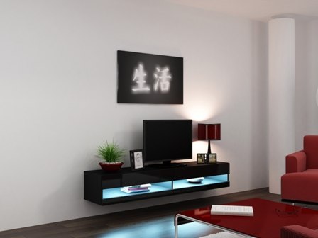 Halmar VIGO NEW RTV OTWARTA 180 CZARNY MAT/CZARNY POŁ Halmar VIGO NEW RTV OTWARTA 180 CZARNY MAT/CZARNY POŁ