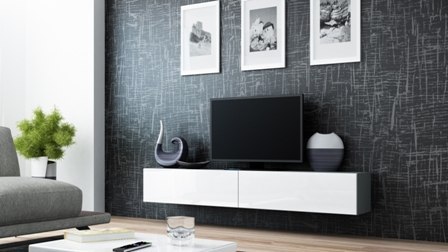 Halmar VIGO RTV 180 SZARY MAT/BIAŁY POŁYSK Halmar VIGO RTV 180 SZARY MAT/BIAŁY POŁYSK