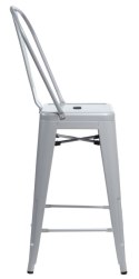 D2.DESIGN Hoker Krzesło barowe Stołek Paris Back szary inspirowany Tolix metal malowany proszkowo wysokie oparcie podnóżek
