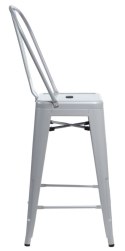 D2.DESIGN Hoker Krzesło barowe Stołek Paris Back szary inspirowany Tolix metal malowany proszkowo wysokie oparcie podnóżek D2.DESIGN Hoker Krzesło barowe Stołek Paris Back szary inspirowany Tolix metal malowany proszkowo wysokie oparcie podnóżek