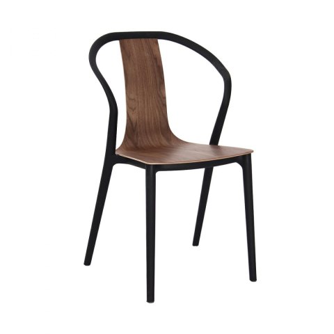 KRZESŁO BELLA Z PODŁOKIETNIKAMI D2.DESIGN STELAŻ TWORZYWO CZARNE SIEDZISKO I OPARCIE DREWNO ORZECH LEKKIE I WYGODNE KRZESŁO BELLA Z PODŁOKIETNIKAMI D2.DESIGN STELAŻ TWORZYWO CZARNE SIEDZISKO I OPARCIE DREWNO ORZECH LEKKIE I WYGODNE