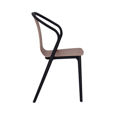 KRZESŁO BELLA Z PODŁOKIETNIKAMI D2.DESIGN STELAŻ TWORZYWO CZARNE SIEDZISKO I OPARCIE DREWNO ORZECH LEKKIE I WYGODNE KRZESŁO BELLA Z PODŁOKIETNIKAMI D2.DESIGN STELAŻ TWORZYWO CZARNE SIEDZISKO I OPARCIE DREWNO ORZECH LEKKIE I WYGODNE