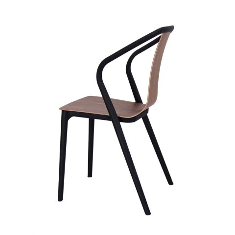 KRZESŁO BELLA Z PODŁOKIETNIKAMI D2.DESIGN STELAŻ TWORZYWO CZARNE SIEDZISKO I OPARCIE DREWNO ORZECH LEKKIE I WYGODNE KRZESŁO BELLA Z PODŁOKIETNIKAMI D2.DESIGN STELAŻ TWORZYWO CZARNE SIEDZISKO I OPARCIE DREWNO ORZECH LEKKIE I WYGODNE