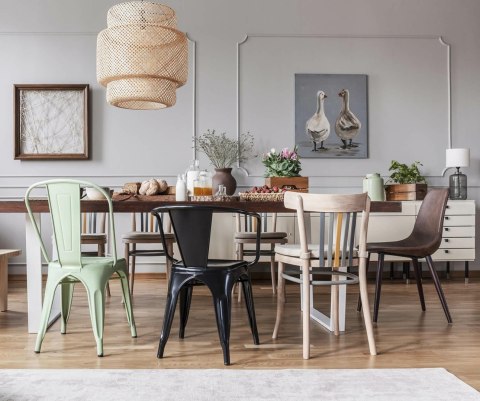 D2.DESIGN Krzesło Paris Arms niebieskie metalowe, inspirowane Tolix, można sztaplować D2.DESIGN Krzesło Paris Arms niebieskie metalowe, inspirowane Tolix, można sztaplować