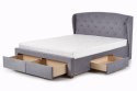 HALMAR łóżko SABRINA z szufladami 160x200 popiel tkanina lite drewno orzech