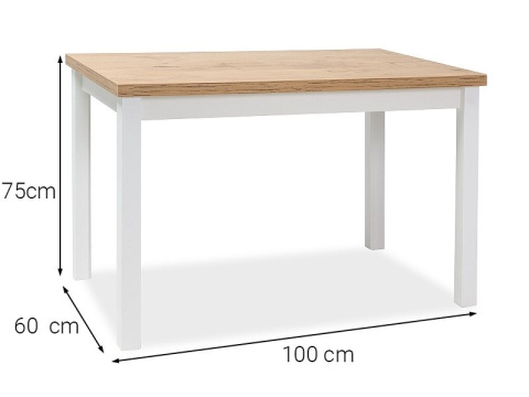 SIGNAL STÓŁ PROSTOKĄTNY ADAM BLAT PŁYTA LAMINOWANA DĄB LANCELOT / STELAŻ MDF BIAŁY MAT 100x60 SIGNAL STÓŁ PROSTOKĄTNY ADAM BLAT PŁYTA LAMINOWANA DĄB LANCELOT / STELAŻ MDF BIAŁY MAT 100x60