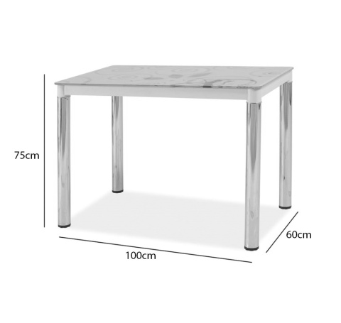 SIGNAL STÓŁ DAMAR II SZKŁO HARTOWANE BIAŁY/ STELAŻ METAL CHROM 100x60 SIGNAL STÓŁ DAMAR II SZKŁO HARTOWANE BIAŁY/ STELAŻ METAL CHROM 100x60