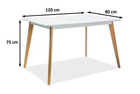 SIGNAL STÓŁ DECLAN I PROSTOKĄTNY BLAT MDF BIAŁY/NOGI DREWNO BUK 120X80 SIGNAL STÓŁ DECLAN I PROSTOKĄTNY BLAT MDF BIAŁY/NOGI DREWNO BUK 120X80
