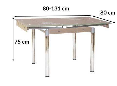 SIGNAL STÓŁ GD082 CIEMNY BEŻ/CHROM 80(131)x80 SIGNAL STÓŁ GD082 CIEMNY BEŻ/CHROM 80(131)x80