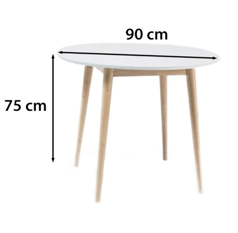 STÓŁ OKRĄGŁY LARSON SIGNAL BLAT MDF BIAŁY / PODSTAWA DREWNO DĄB BIELONY 90X90 STÓŁ OKRĄGŁY LARSON SIGNAL BLAT MDF BIAŁY / PODSTAWA DREWNO DĄB BIELONY 90X90