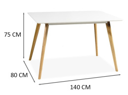 SIGNAL STÓŁ MILAN BIAŁY/DĄB 140x80