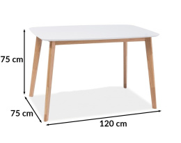 SIGNAL STÓŁ PROSTOKĄTNY MOSSO I MDF BIAŁY/ DREWNO DĄB 120X75
