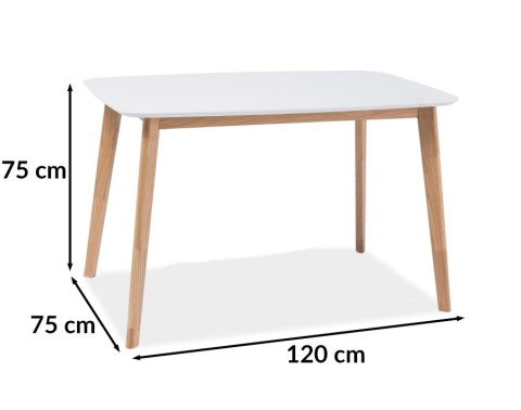 SIGNAL STÓŁ PROSTOKĄTNY MOSSO I MDF BIAŁY/ DREWNO DĄB 120X75 SIGNAL STÓŁ PROSTOKĄTNY MOSSO I MDF BIAŁY/ DREWNO DĄB 120X75