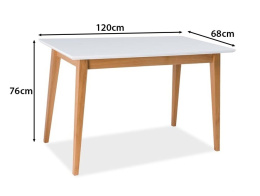 SIGNAL STÓŁ BRAGA BIAŁY MAT / BUK 120X68