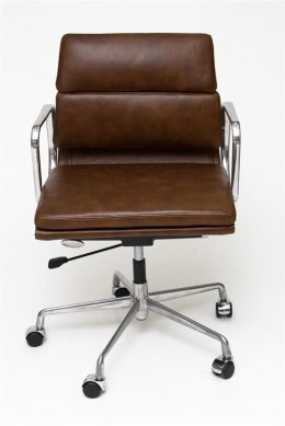 D2.DESIGN Fotel biurowy CH2171 brązowa skóra chrom