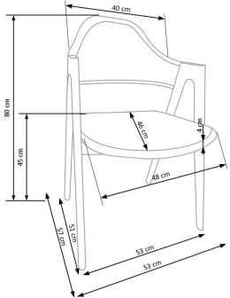 Halmar K247 krzesło biały - dąb miodowy ekoskóra + stal