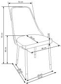 Halmar K318 krzesło tapicerka - popielaty, nogi - czarny / złoty