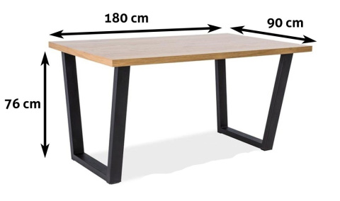 SIGNAL STÓŁ VALENTINO LITY DĄB/CZARNY 180x90 SIGNAL STÓŁ VALENTINO LITY DĄB/CZARNY 180x90