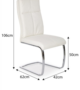 Halmar K231 krzesło na płozach biały ekoskóra/stal chromowana