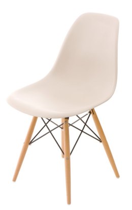 D2.DESIGN Krzesło P016W PP beige, drewniane nogi