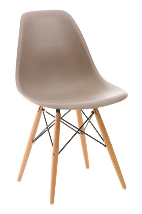 D2.DESIGN Krzesło P016W PP tworzywo beżowy mild grey, drewniane nogi wygodne i stabilne D2.DESIGN Krzesło P016W PP tworzywo beżowy mild grey, drewniane nogi wygodne i stabilne