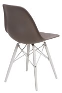 D2.DESIGN Krzesło P016W PP tworzywo mild grey/white podstawa drewno bukowe biały