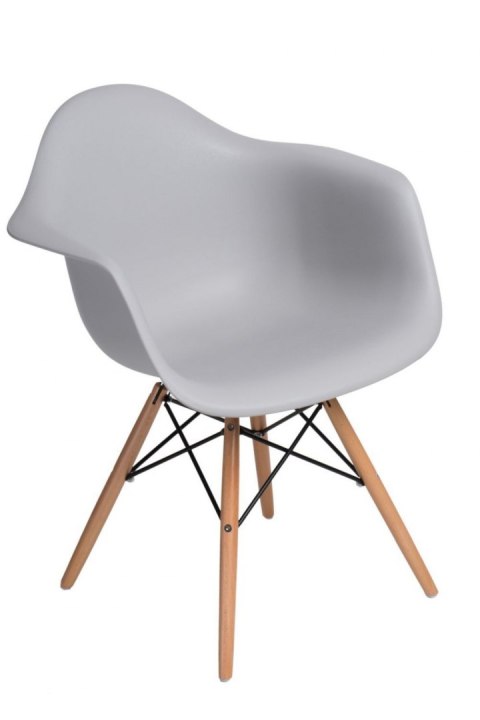 D2.DESIGN Krzesło Fotel P018W PP tworzywo jasny szary light grey, drewniane nogi wygodne i nowoczesne D2.DESIGN Krzesło Fotel P018W PP tworzywo jasny szary light grey, drewniane nogi wygodne i nowoczesne