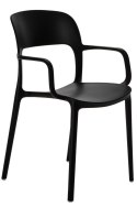 Intesi Krzesło z podłokietnikami Flexi czarne tworzywo PP można sztaplować do kuchni jadalni restauracji na taras