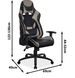 SIGNAL FOTEL OBROTOWY SUPRA CZARNY/SZARY 140kg gamingowy krzesło do biurka Gamingowe