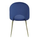 Intesi Krzesło Solie tapicerowane Velvet niebieskie/ nogi metalowe złote stabilne i wygodne do jadalni restauracji recepcji