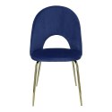 Intesi Krzesło Solie tapicerowane Velvet niebieskie/ nogi metalowe złote stabilne i wygodne do jadalni restauracji recepcji Intesi Krzesło Solie tapicerowane Velvet niebieskie/ nogi metalowe złote stabilne i wygodne do jadalni restauracji recepcji