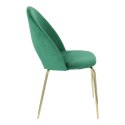 Intesi Krzesło Solie Velvet tapicerowane tkanina zielone/ nogi metalowe złote wygodne i stabilne
